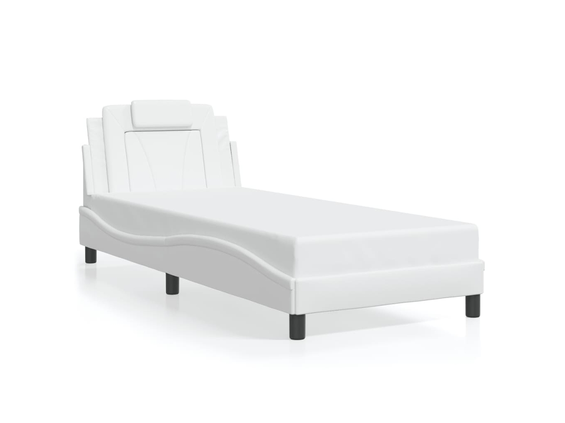Bed Frame, Bed Frames Vidaxl Branco Couro Artificial (90 X 190 Cm)