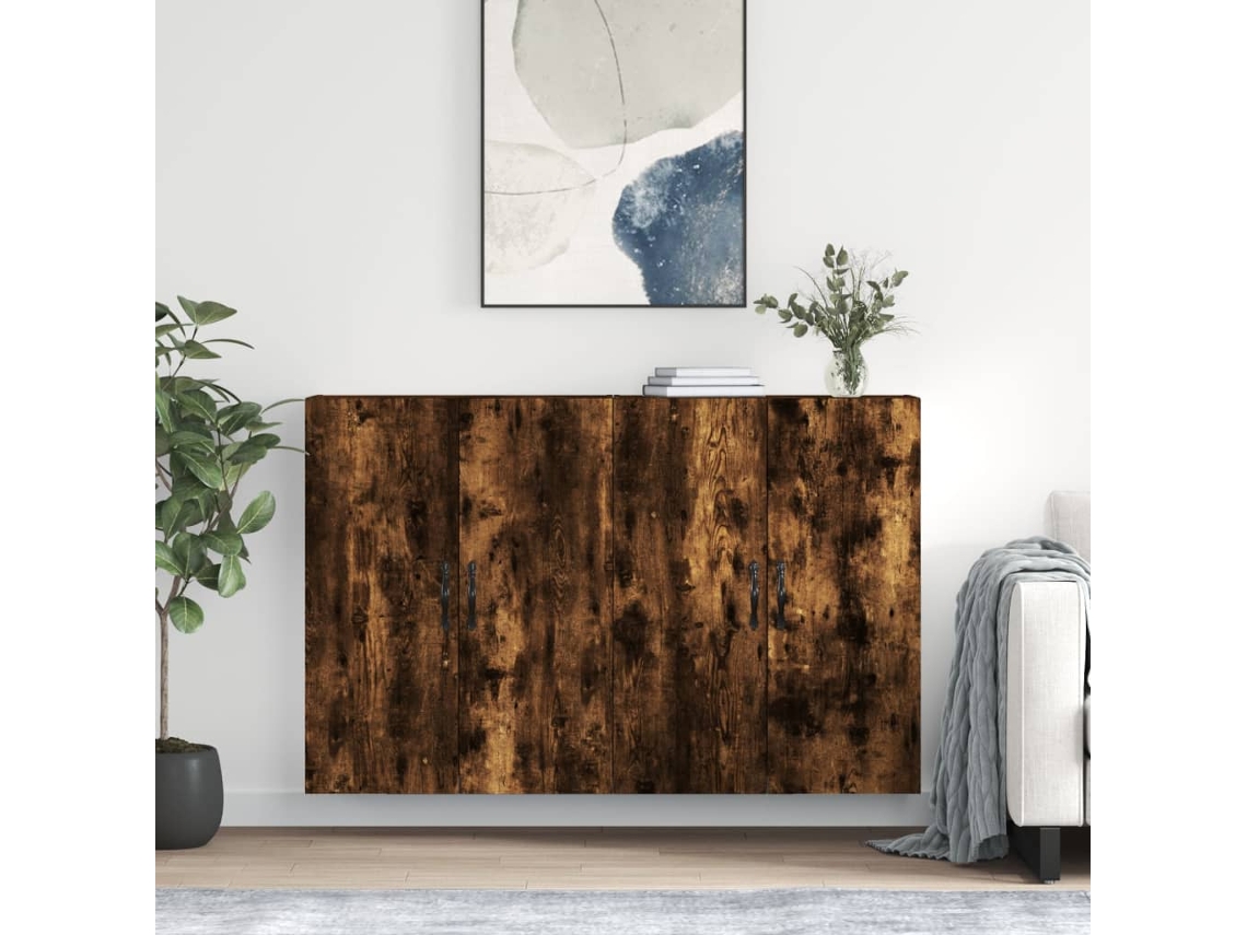 Vidaxl Móveis De Parede 2 Pcs Derivados De Madeira Carvalho Fumado