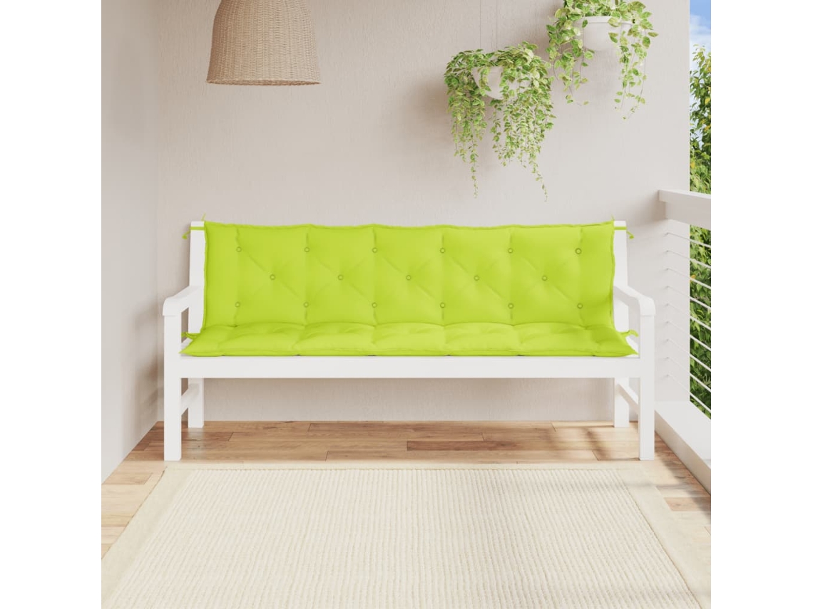 Vidaxl Almofadões Banco Jardim 2 Pcs Tecido Oxford Verde Brilhante
