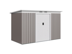 Galpão de jardim externo 3.2m², 280x130x172cm, com portas corredeiras, ventilação, cinza claro BTFORUS