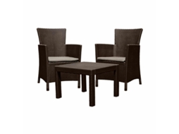Conjunto de móveis de jardim Keter Rosario Brown 2 poltronas mesa Curver/keter