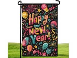 Placa de Jardim Feliz Ano Novo Decorações de Feliz Ano Novo, Bandeira de Natal Dupla Face para Jardim Decoração CHABERLU