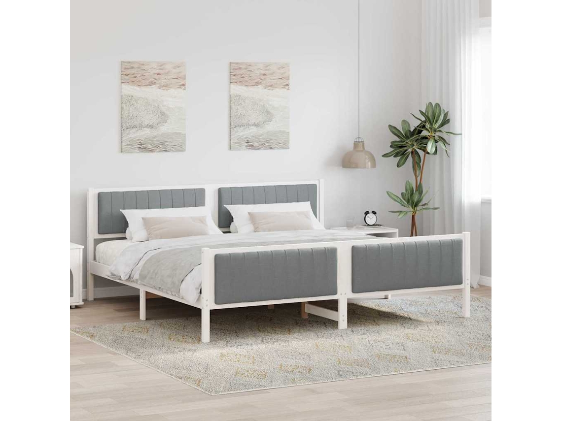 Vidaxl Estrutura Da Cama Branco E Cinza Claro 200 X 200 Cm