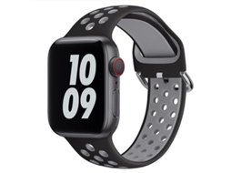 Pulseira de Silicone Halinuia para Apple Watch Series 10/11 , Design Esportivo Respirável. Preto Cinza (38 42 Mm)