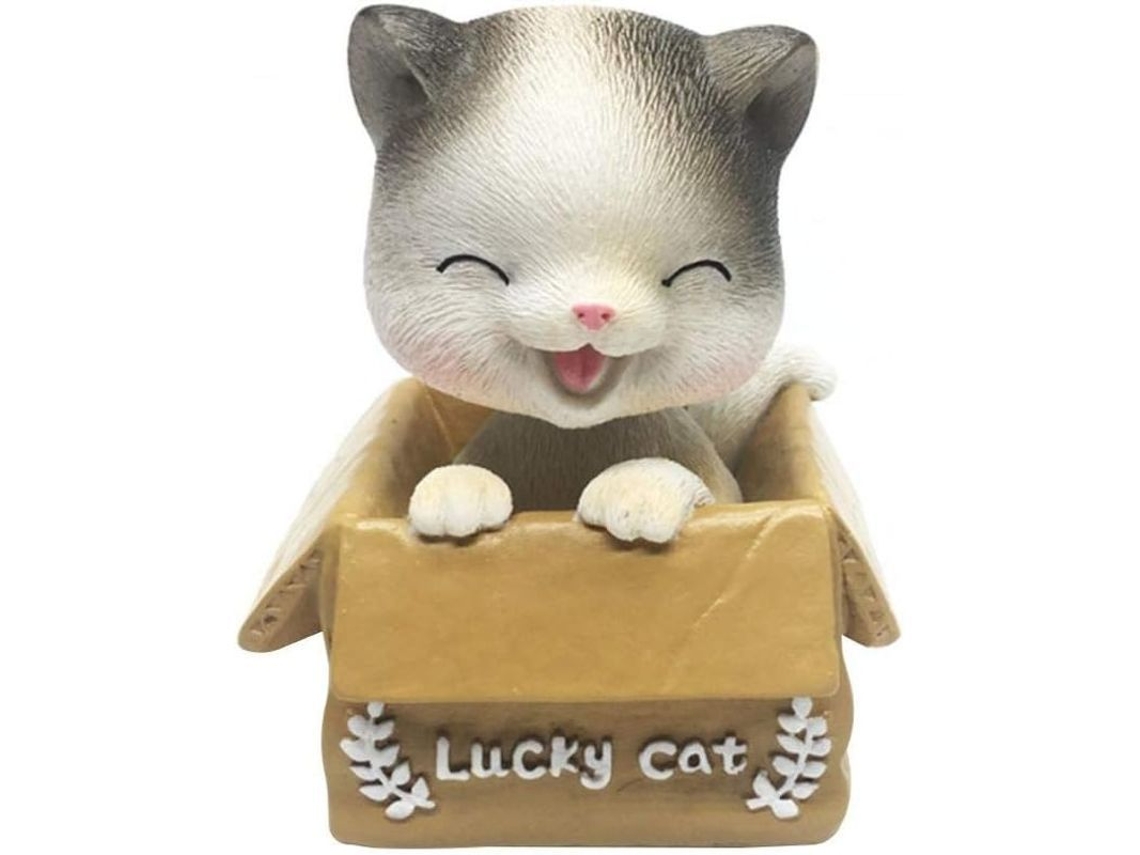 Figura De Resina Gato Com Cabeça Móvel Para Decoração De Interior De Carro Presente Para Automóvel