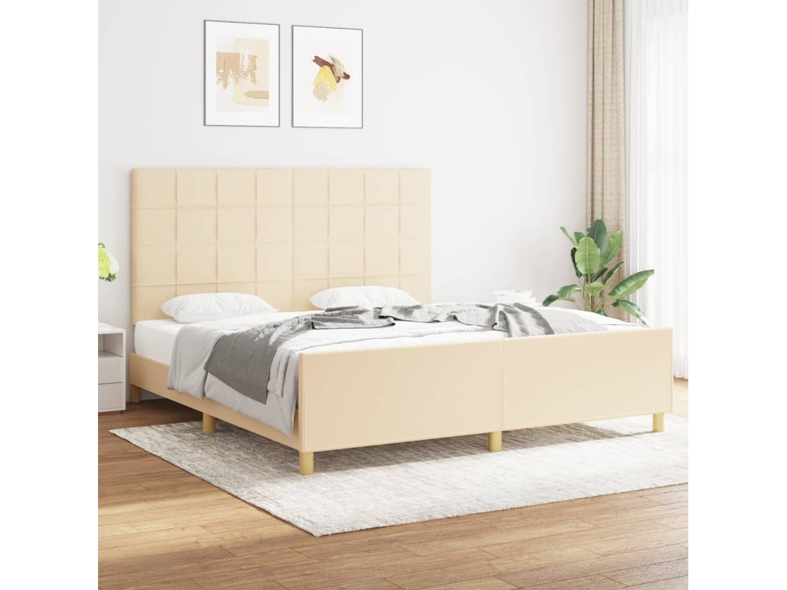 Vidaxl Estrutura De Cama Sem Colchão 180x200 Cm Tecido Cor Creme