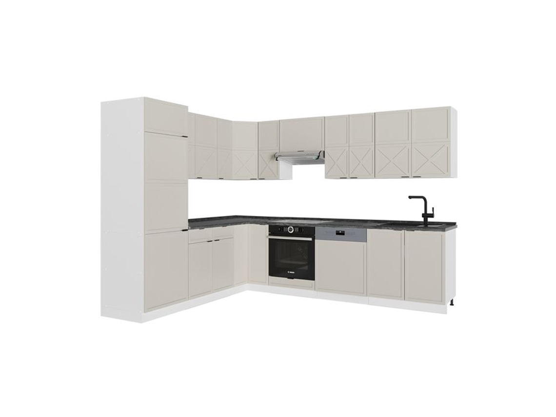 Fame Line Corner Kitchen, 227x287cm, Pt Antracite, Cinzabeige/branco, Branco, Vicco