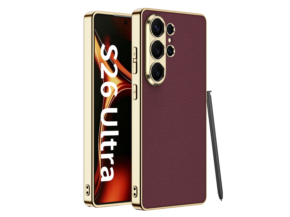Capa Magnética Hexinyigjly Para Para Samsung S26 Ultra, Pele Pu, Suporte Para Carregamento Sem Fios, Antichoque Vermelho