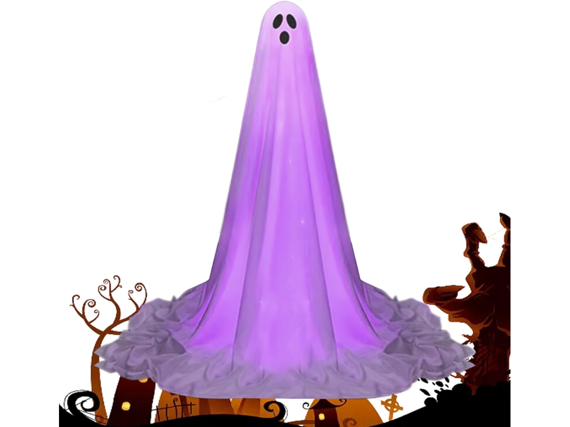 Decoração Externa com Fantasmas Brilhantes, de Pé, Decoração de Halloween com Luzes, Altura Ajustável para Jardim, CHABERLU