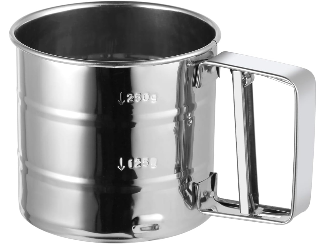 Tamiz De Acero Inoxidable Para Harina Y Azúcar Glas 250 G – Tamiz Rápido Con Una Sola Mano, Inoxidable Y Fácil De Limpiar