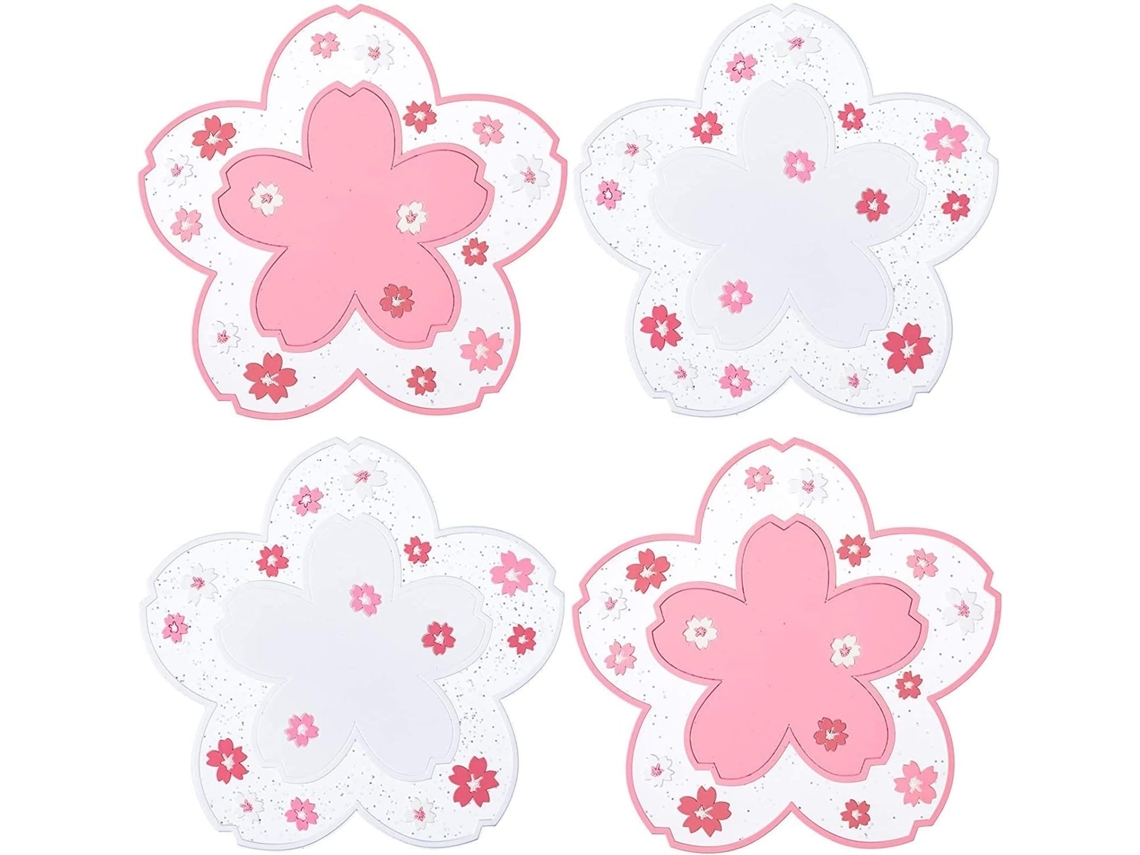 Pçs Kawaii Sakura Cup Coaster Decoração Cup Placemat Cute Kitchen Pot Bowl Pad Placemat Cherry Blossom Coaster Table Cup Mat 11,5*0,3*
