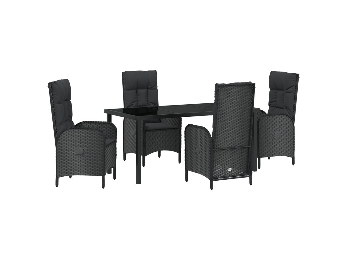 Conjunto 5 De Jantar De Jardim Vidaxl Preto Vime Pe