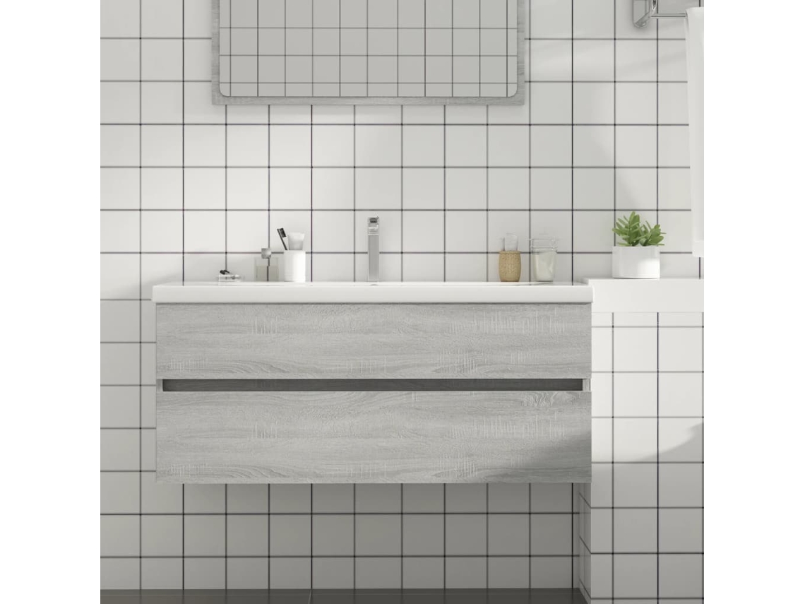 Vidaxl Móvel P/ Lavatório 100x38,5x45cm Derivados Madeira Cinza Sonoma