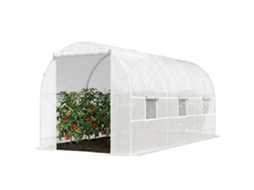 Estufa Tipo Branco Túnel 445x200x200 Cm Com Porta Enrolável E 6 Janelas Cobertura De Pe 140 G/m² Anti-uv