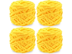 Fio De Tricô 4 X 100g Fio De Tricô Multicolorido Para Crochê, Fio Macio E Grosso, Amarelo Aquaforge