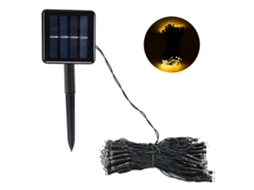 Luzes de Corda Solar Led da Fada Pequena Impermeável 12m 100 Leds Luz Quente para Decoração | S/MARCA