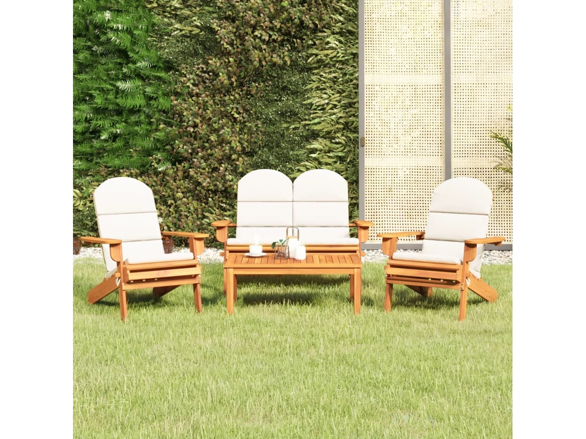 Pcs Conjunto Lounge De Jardim Adirondack Acácia Maciça Dkd Home Decor