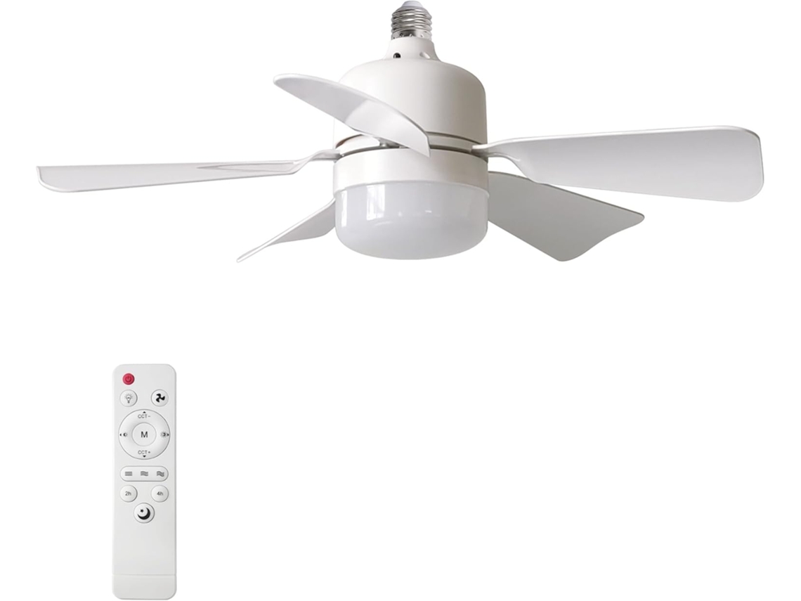 Ventilador de Teto E27 EIFSON 45cm com Luz e Controlo Remoto 5 Pás