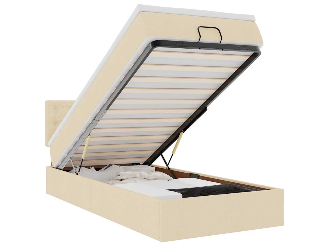 Cama Otomana com Colchão 90x200 Cm Tecido Creme MAISON EXCLUSIVE