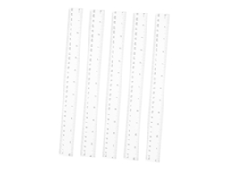 Conjunto de 5 peças de ferramentas de medição multifuncionais em plástico transparente Sewacc para estudantes, mesas e uso geral.