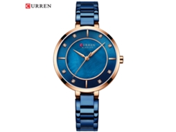 Relógio Feminino Azul, Com Mostrador Redondo Elegante E Resistente À Água, Em Formato De Concha.