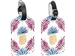 Conjunto De 2 Etiquetas Bagagem Em Imitação Couro Proteção Privacidade Frutas Tropicais Havaianas 11