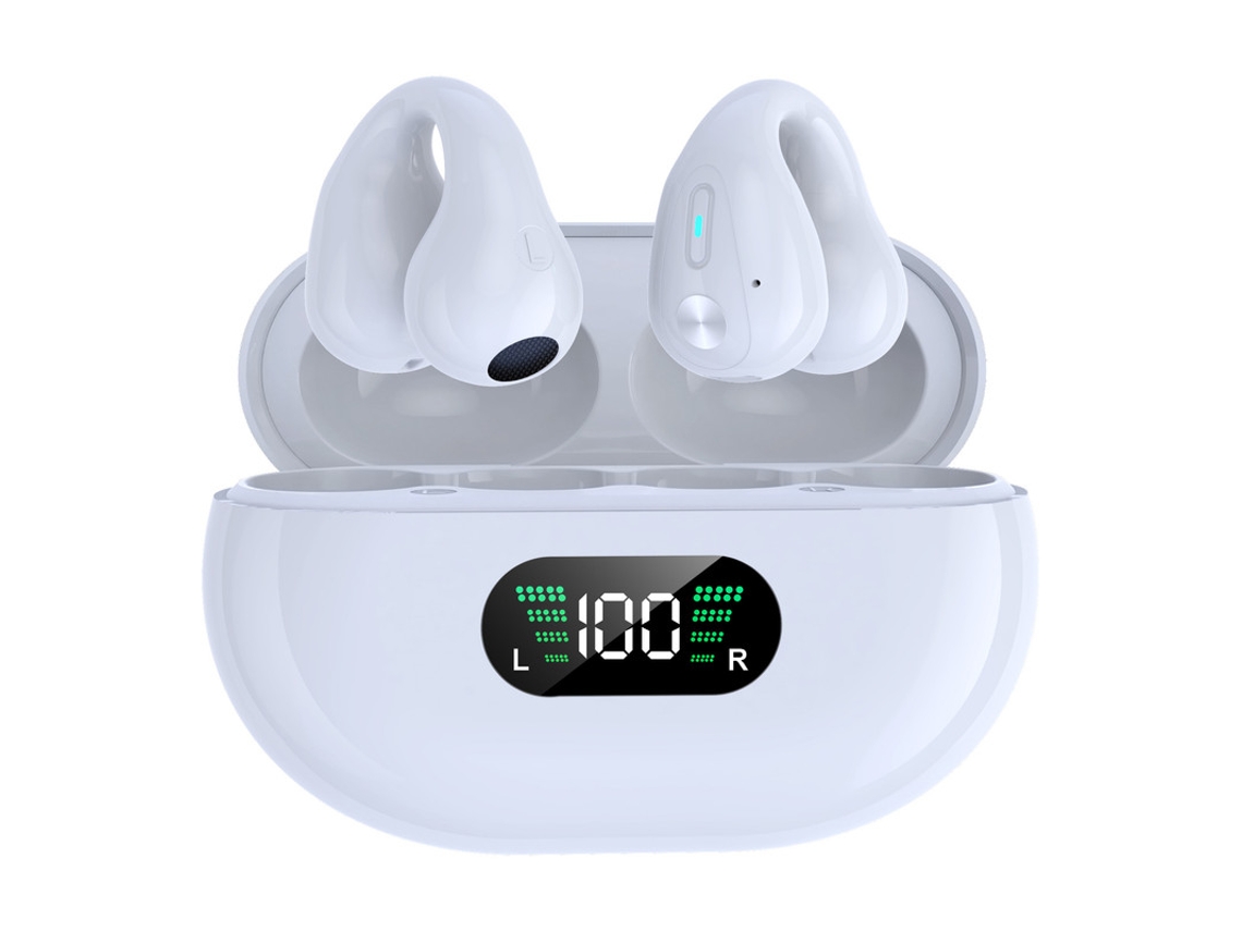 Auriculares Sem Fio Clipe Condução Óssea Led Toque YIZHOOD Bluetooth Branco