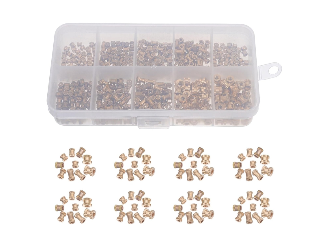 Conjunto De 500-porcas Latão Recartilhadas Encaixe M2, M2 5e M3 Para Projetos Diy 3d, Rosca Métrica, Resistentes Ao