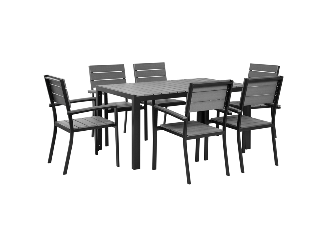 Conjunto De Refeição De Jardim Com Cadeiras Beliani Como De Madeira Plástica Cinzento 150x90x74
