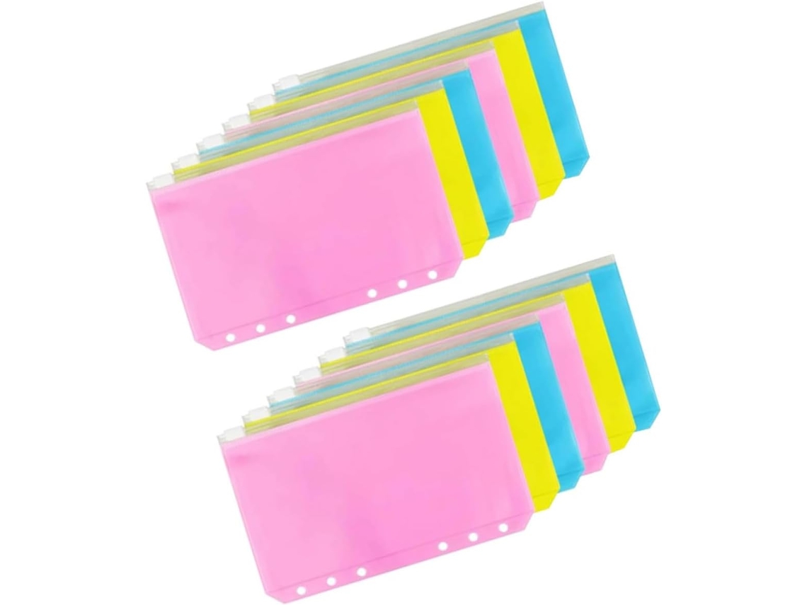 Shineofi Conjunto De 12-sacos Organizadores Recibos Coloridos Em Pvc Com Zíper Para Objetos Soltos, Organização De