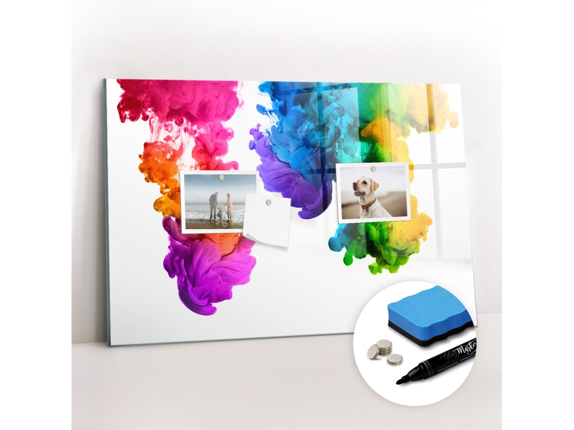 Quadro De Vidro Magnético Arco-íris De Cores Para O Corredor Espelharte (60x40 Cm)