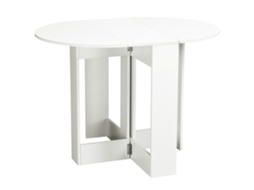 Mesa de jantar dobrável, oval, extensível, 104x76x73,7cm, madeira branca | S/MARCA
