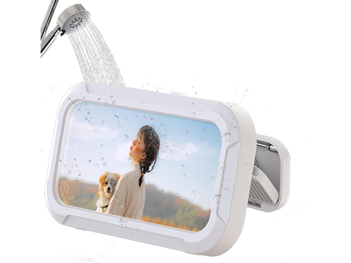 Suporte De Telefone De Parede Para Duche Branco Rotativo 360° Auto Adesivo Touchscreen Dureforward