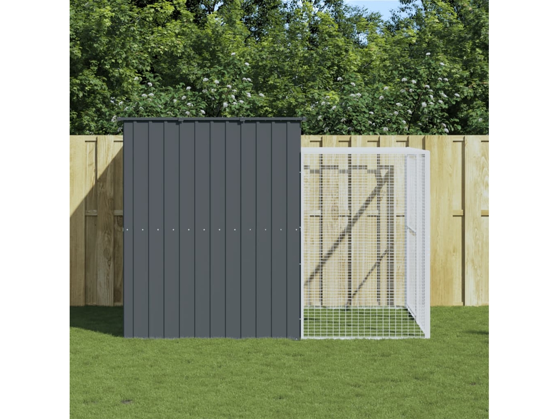 Vidaxl Casota P/ Cães C/ Parque 214x253x181 Cm Aço Galvaniz. Antracite
