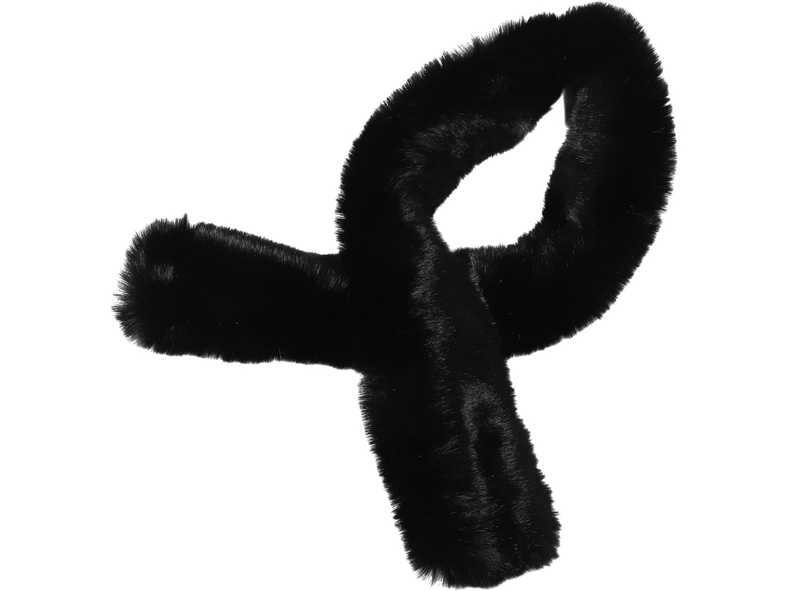 Cachecol Longo E Quente Com Gola De Pele Sintética Preta Macia Para Mulheres, Acessório De Inverno.