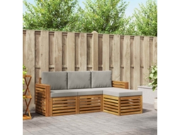 Vidaxl Conjunto De Sofás Para Exterior 4 Pcs Cinza Natural E Claro