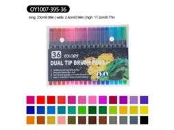 Conjunto de Canetas Aquarela com Ponta Dupla, 36 Cores, Haste Preta, Estojo de Pvc AQUAFORGE