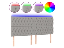 Cabeceira com luzes LED em tecido cinza claro MAISON EXCLUSIVE (180x7x118 cm)