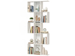Estante De 5 Níveis De Livros Estreita Em Forma De S 80x24x200 Cm Branco Com Efeito Madeira
