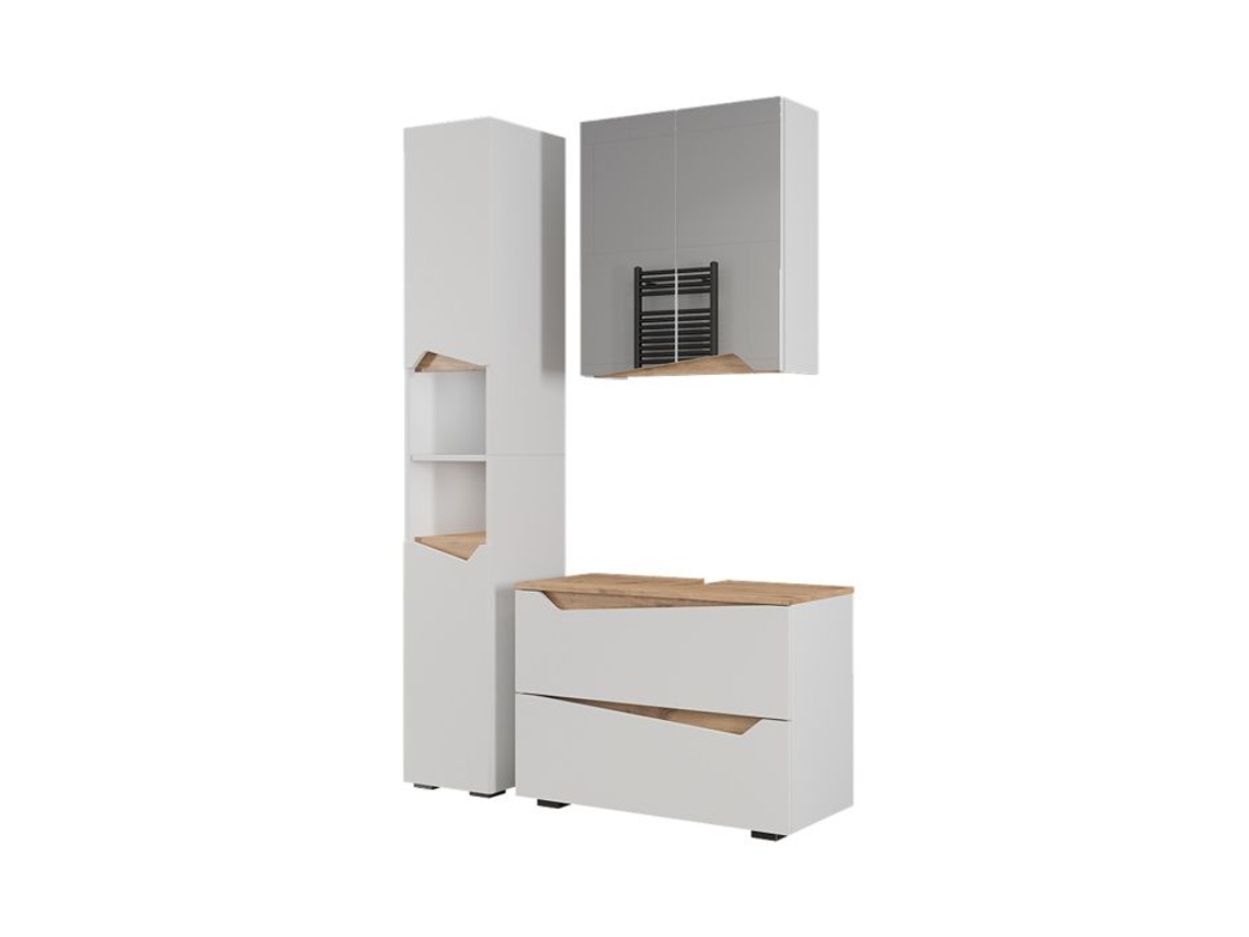 Móveis De Banheiro Marelle, 3 Peças Com Armário Alto, Branco/artisan, Vicco
