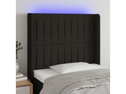 Vidaxl Cabeceira De Cama C/ Luzes Led Tecido 103x16x118/128 Cm Preto