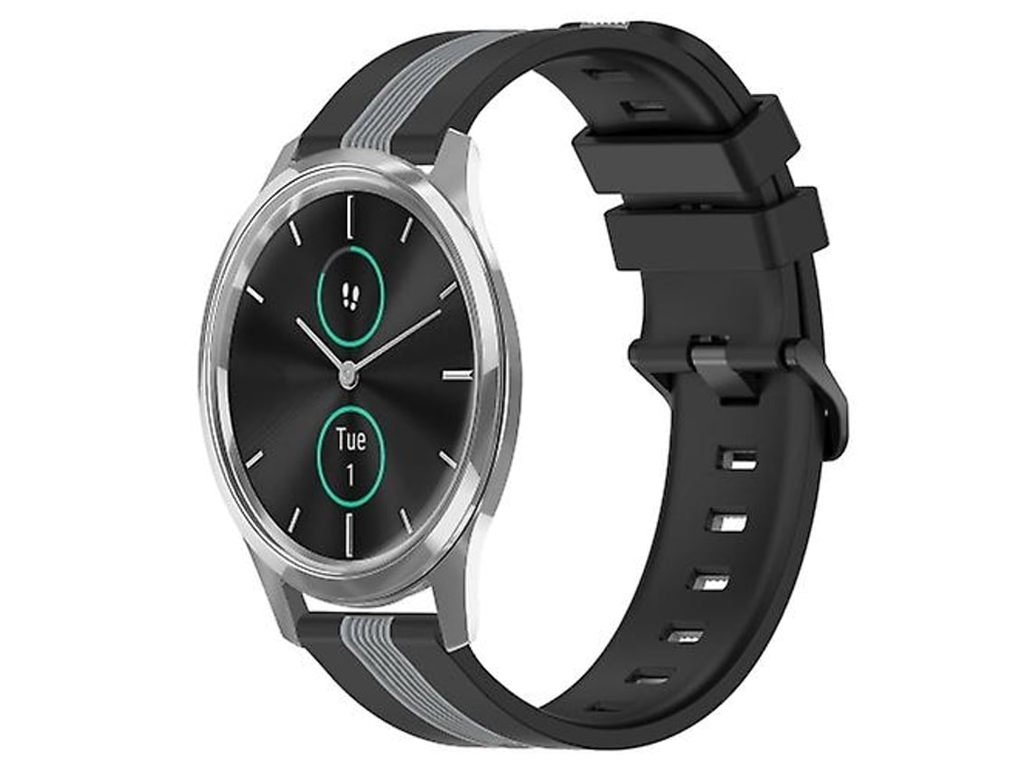 Pulseira De Silicone Bicolor Vertical Garmin Garminmove Luxe 20 Mm, Preta E Cinza., Acabamento Moderno