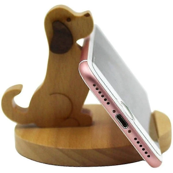 Suporte de Celular Fofo em Formato Cachorro, Madeira para Mesa AQUAFORGE
