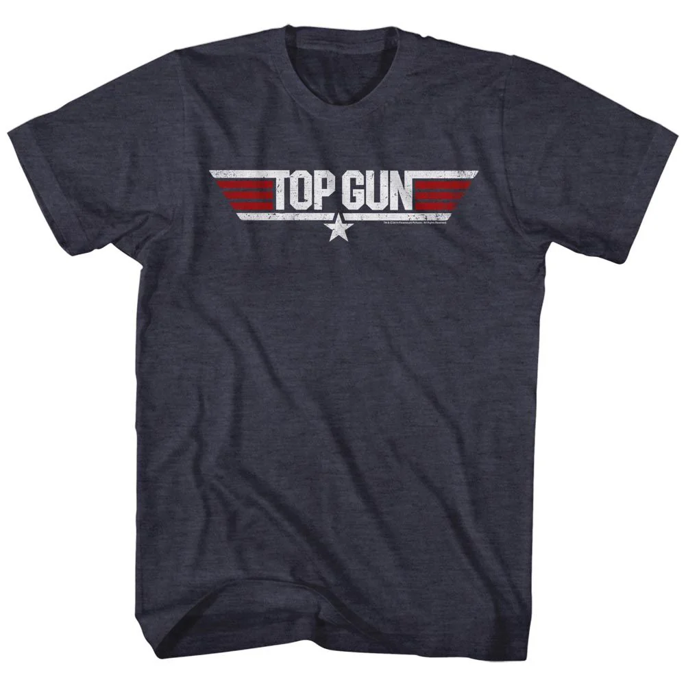 Unisex Adult T-shirt Rockinstone Top Gun Movie Logo Heather Navy Sizexxxl