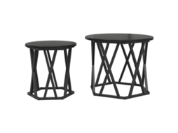 Conjunto 2 Mesa Lateral Moderna Vidaxl Preto Derivados De Madeira (50 X 50 X 40 Cm)