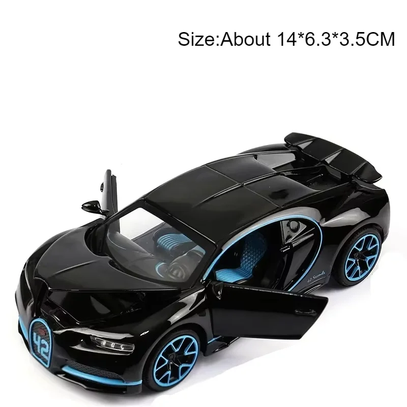 (chiron Black) Escala 1:32 - Modelo De Carro Esportivo Em Miniatura - Simulação De Som E Luz