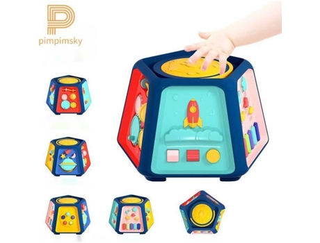 Brinquedo Educativo Cubo de Atividade Multifuncional 6 em 1 Brinquedos Musicais para Educação Infantil Presente de Natal para Crianças PIMPIMSKY