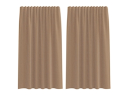 Cortinas de Voile com Bolsos para Varão 2 Pcs Castanho claro MAISON EXCLUSIVE