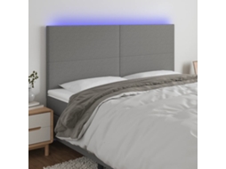 Vidaxl Cabeceira De Cama C/ Led Tecido 200x5x118/128 Cm Cinza-escuro