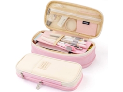Estojo Dobrável De Grande Capacidade, Bolsa Para Lápis, Nécessaire Jovens, Escola Aquaforge (rosa Branco)